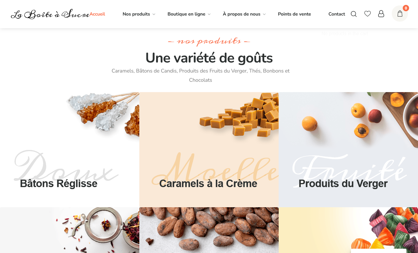 Création du Site et Boutique en ligne pour l'Atelier La Boîte à Sucre