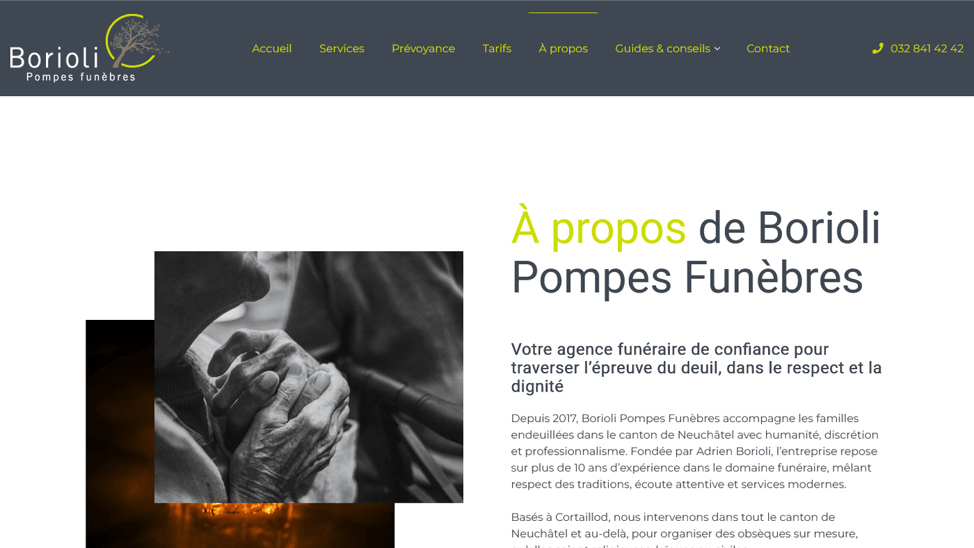 Aperçu du projet Borioli Pompes Funèbres