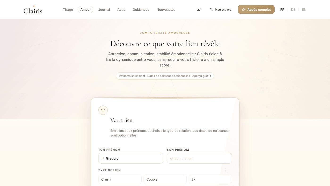 Aperçu du projet Clairis