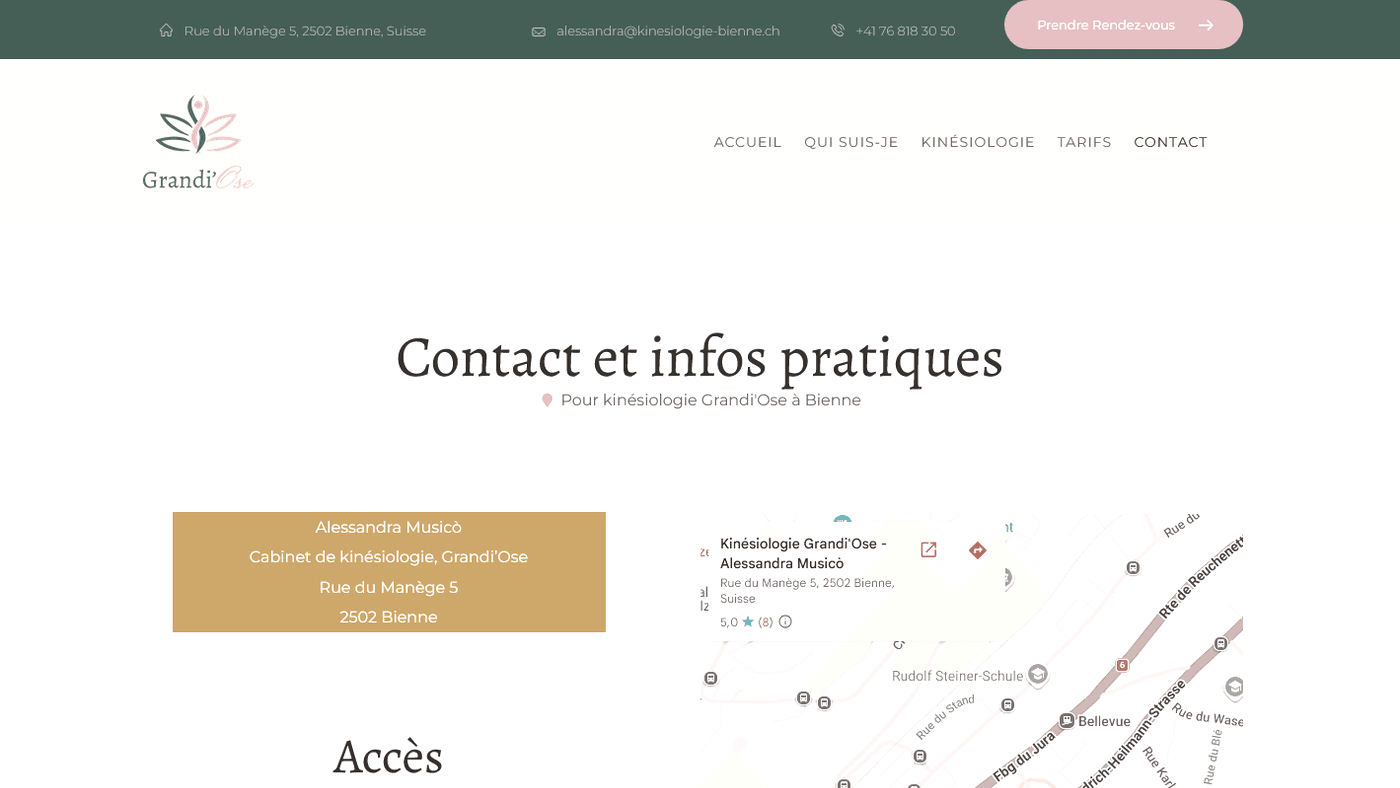 Aperçu du projet Kinésiologie Bienne