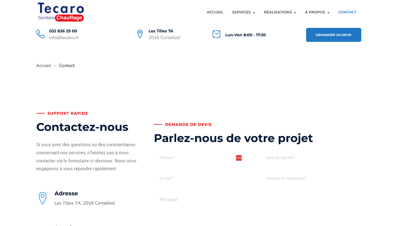 Aperçu du projet Tecaro SA